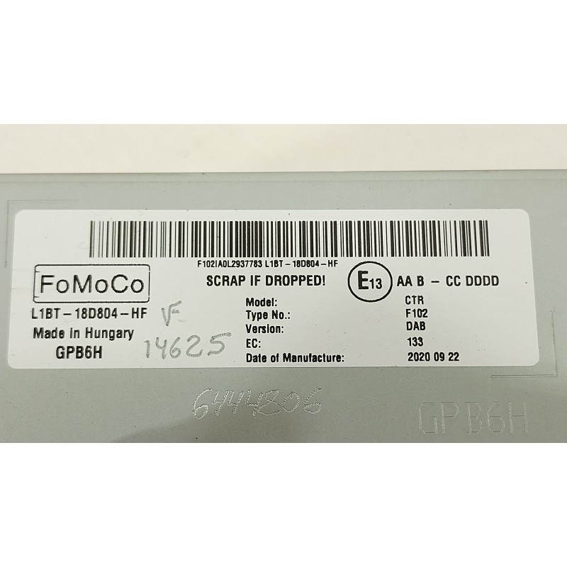 Recambio de sistema navegacion gps para ford fiesta vii (hj, hf) 1.0 ecoboost referencia OEM IAM L1BT18D804HF  