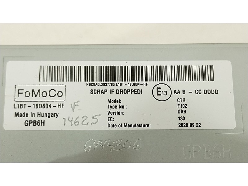 Recambio de sistema navegacion gps para ford fiesta vii (hj, hf) 1.0 ecoboost referencia OEM IAM L1BT18D804HF  