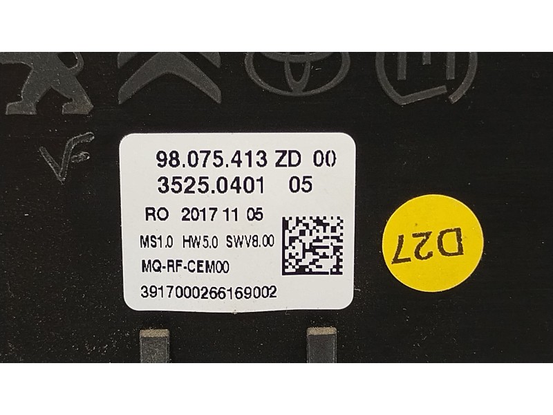 Recambio de mando climatizador para peugeot expert autobús (v_) 1.6 bluehdi 115 referencia OEM IAM 98075413ZD  