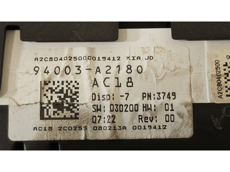 Recambio de cuadro instrumentos para kia cee´d (jd) 1.4 cvvt referencia OEM IAM 94003A2180 A2C80402500 