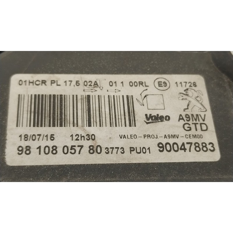 Recambio de faro izquierdo para peugeot 208 i (ca_, cc_) 1.2 vti 82 referencia OEM IAM 9810805780 90047883 
