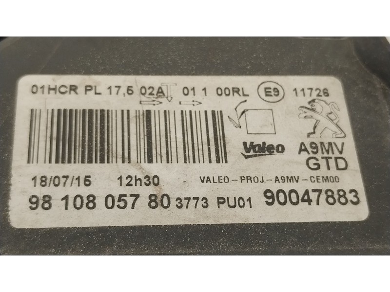 Recambio de faro izquierdo para peugeot 208 i (ca_, cc_) 1.2 vti 82 referencia OEM IAM 9810805780 90047883 