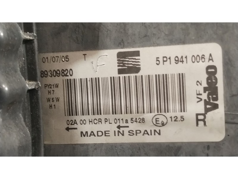 Recambio de faro derecho para seat leon (1p1) 2.0 tdi 16v referencia OEM IAM 5P1941006A 89309820 